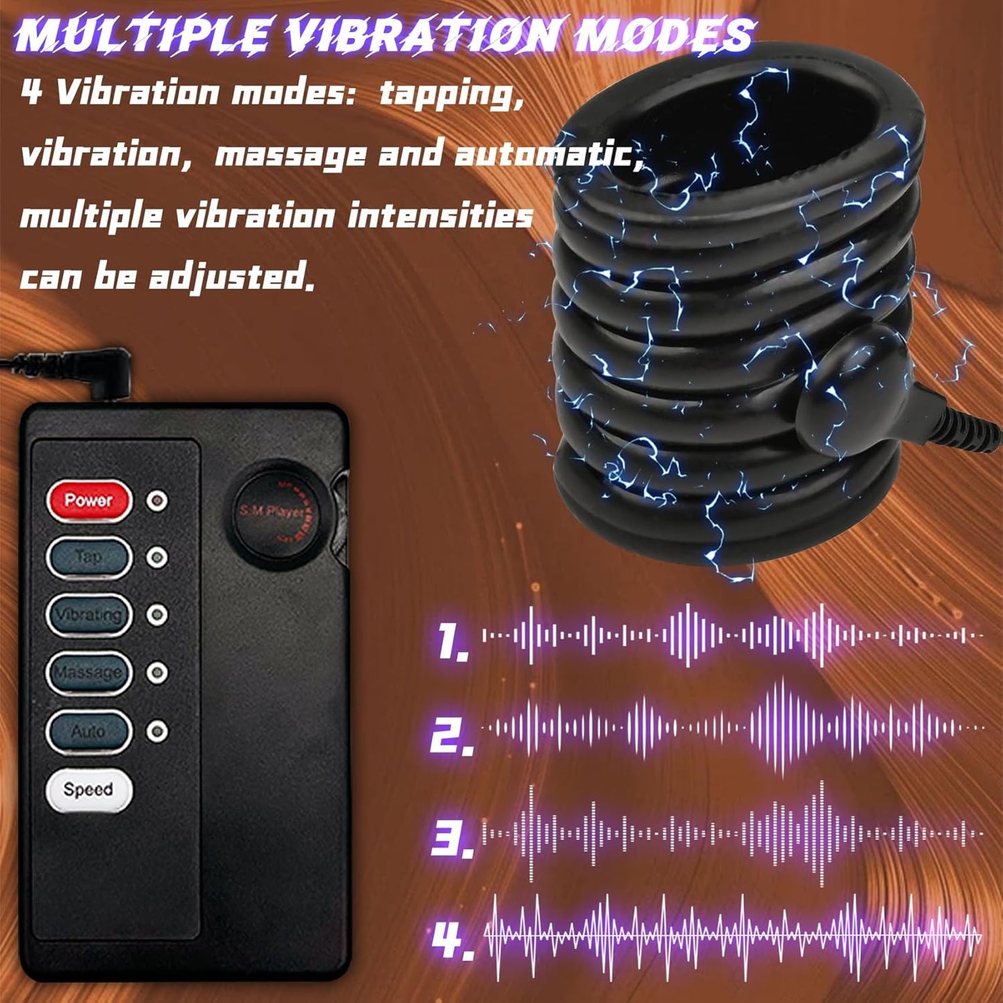 Elektroschock Hodenspielzeug Keuschheit BDSM mit 4 Vibrationsmodi