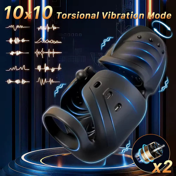 360° Umwickelter Penistrainer Vibrator Cockring mit 10 Schwing und 10 Vibrationsmodi