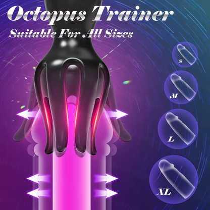 Oktopus Tentakel Penistrainer Vibrator Eichelstimulator mit 10 Vibrationsmodi & 10 Zungenmodi