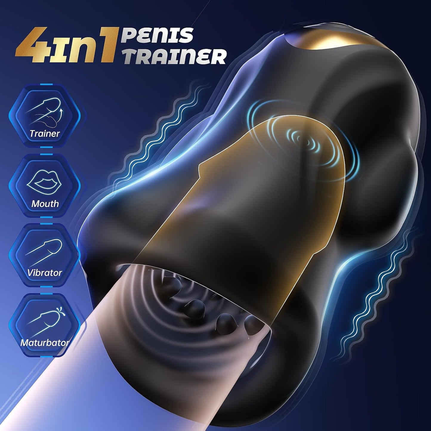 Elektrisch Penistrainer Eichel Stimulator Masturbatoren mit 6 Vibrationsstimulationsmodi