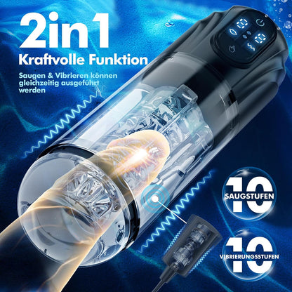 Automatischer Masturbator Blowjob-Stroker Penisstimulator mit 10 Vibrations & Saugmodi
