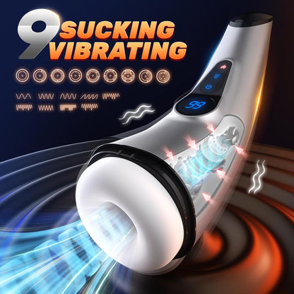 LCD-Display Automatischer Masturbator Penis-Stroker Blowjob- mit 9 Saug & 9 Vibrationsfunktionen