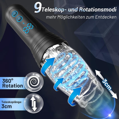 Masturbator Masturbieren Elektrisch mit 9 Vibrations- Rotations- und Teleskopmodi