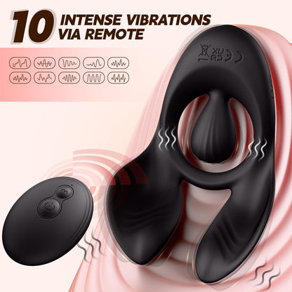 Doppelter Hodenvibrator Penis Trainer Stimulator mit 3 Motoren und 10 Vibrationen