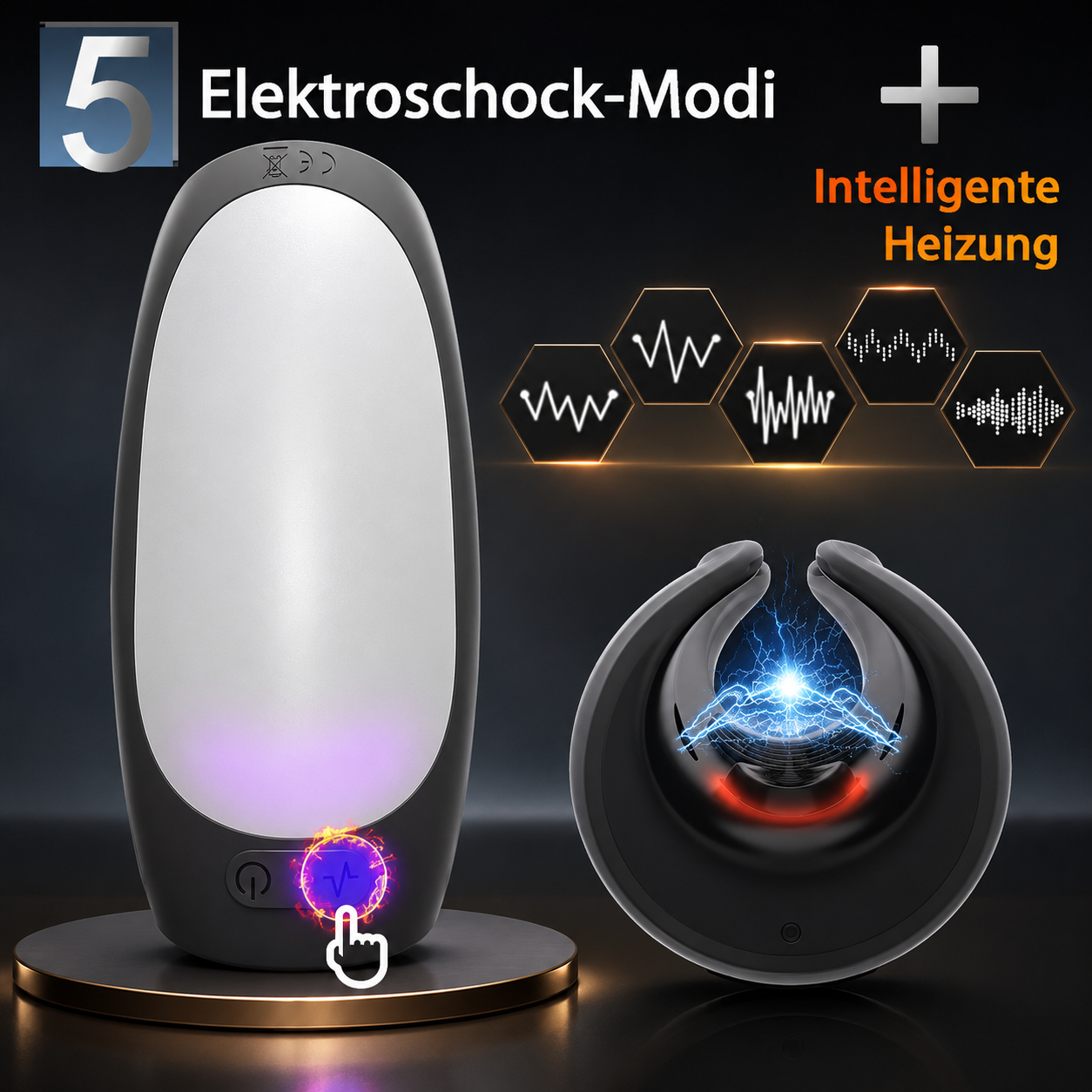Elektrische Penis Trainer Vibratoren mit Pulsierendevibration & Elektrostimulation & Heizfunktion zum