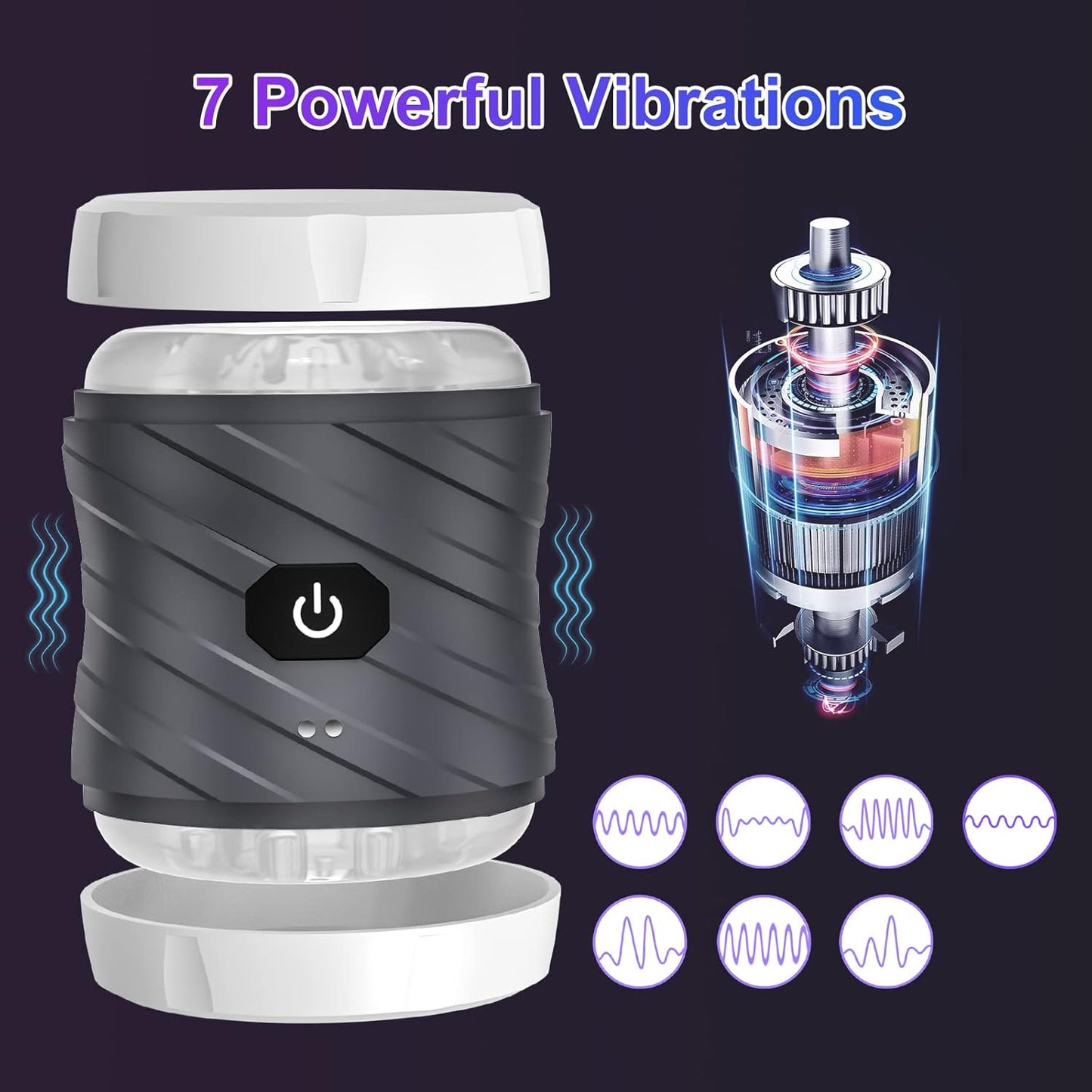 Doppelendiger Penistrainer Vibrator Stroker Blowjob Masturbator mit 7 Vibrationsmodi