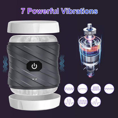 Doppelendiger Penistrainer Vibrator Stroker Blowjob Masturbator mit 7 Vibrationsmodi