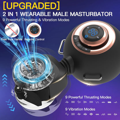 Strap-On Masturbator Sexmachine Stroker mit 9 Vibrationen & Schwingen & Stoßen