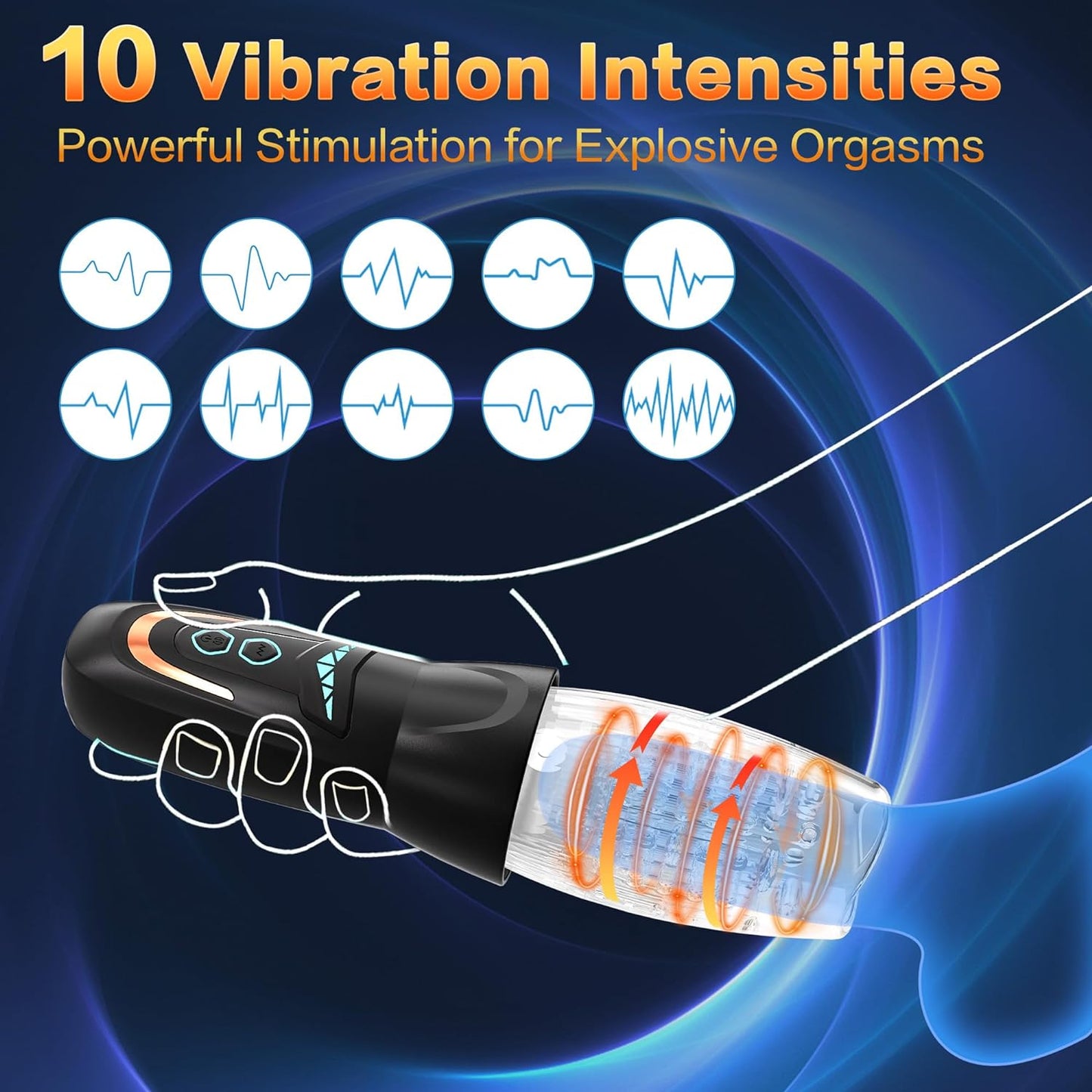 3-in-1 automatische masturbator met 10 vibraties en 8 stuwkracht- en rotatiepatronen 