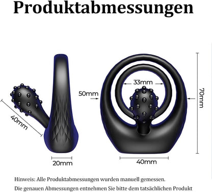 360° Verstellbarem Doppelter Cock Ring Penistrainer Vibrator mit 9 Vibrations