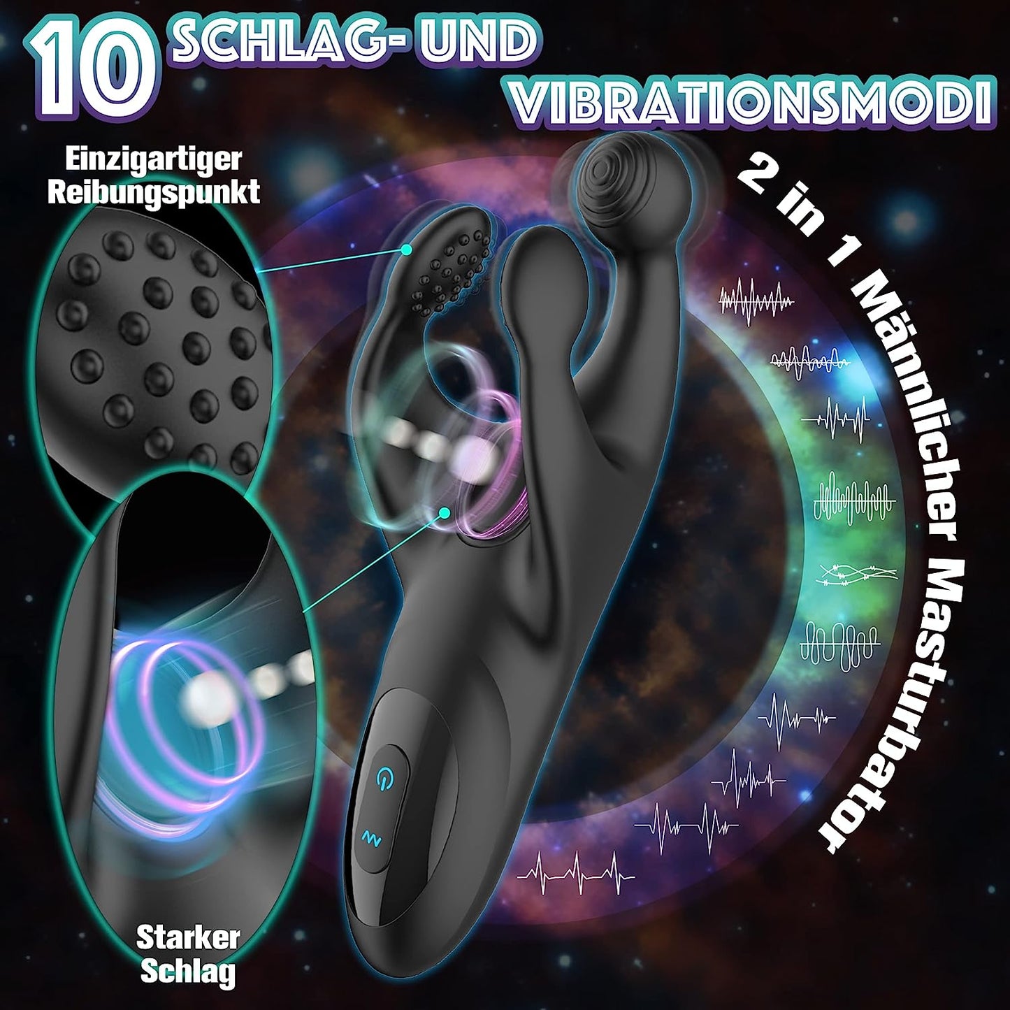 Masturbator Masturbieren Eichel Vibration Stimulator mit 10 Slaps- und Vibrationsmodi