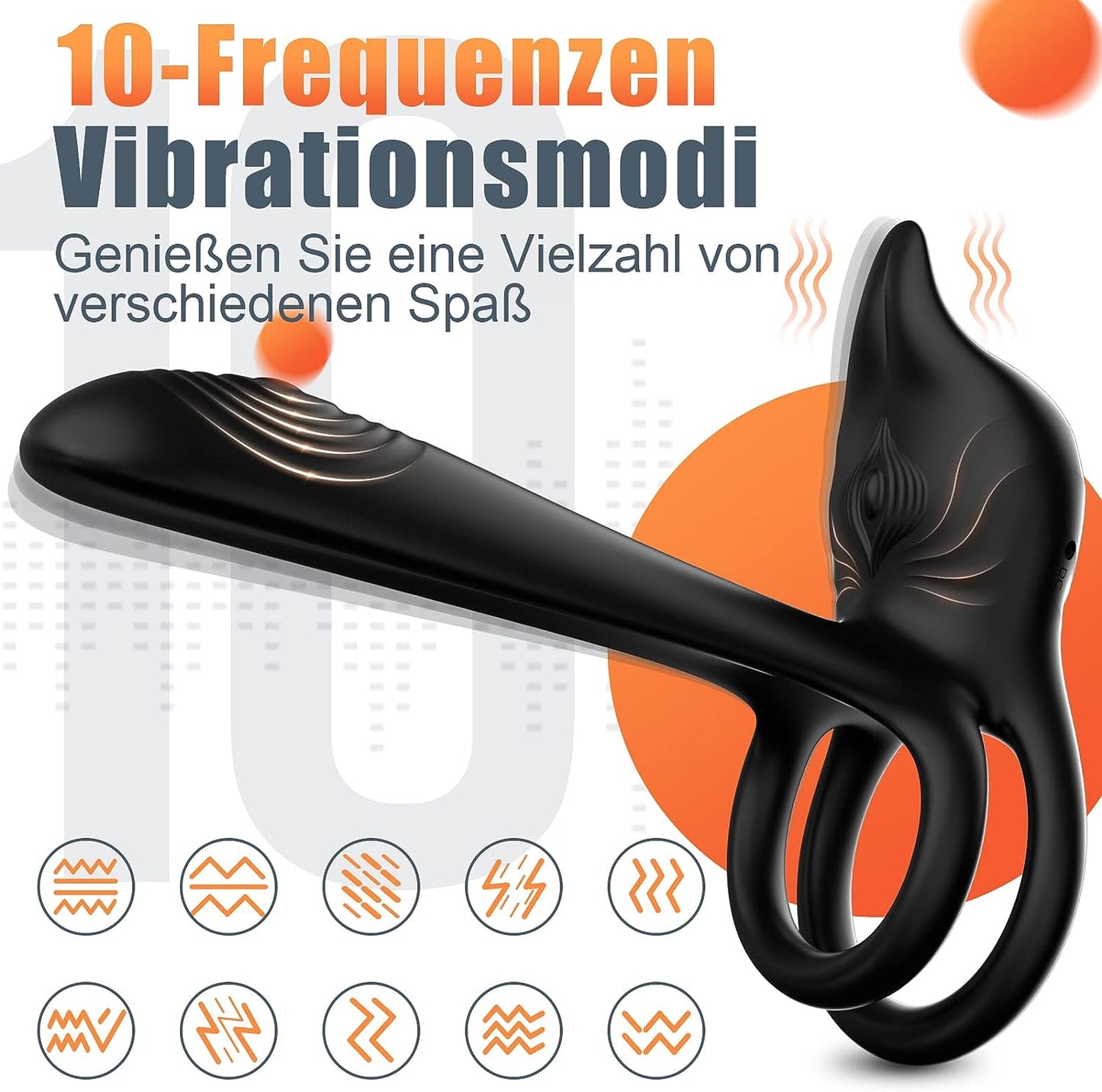 Cock Ring Sex Toy 10 Vibration Modes Dual Cock Rings Massager 