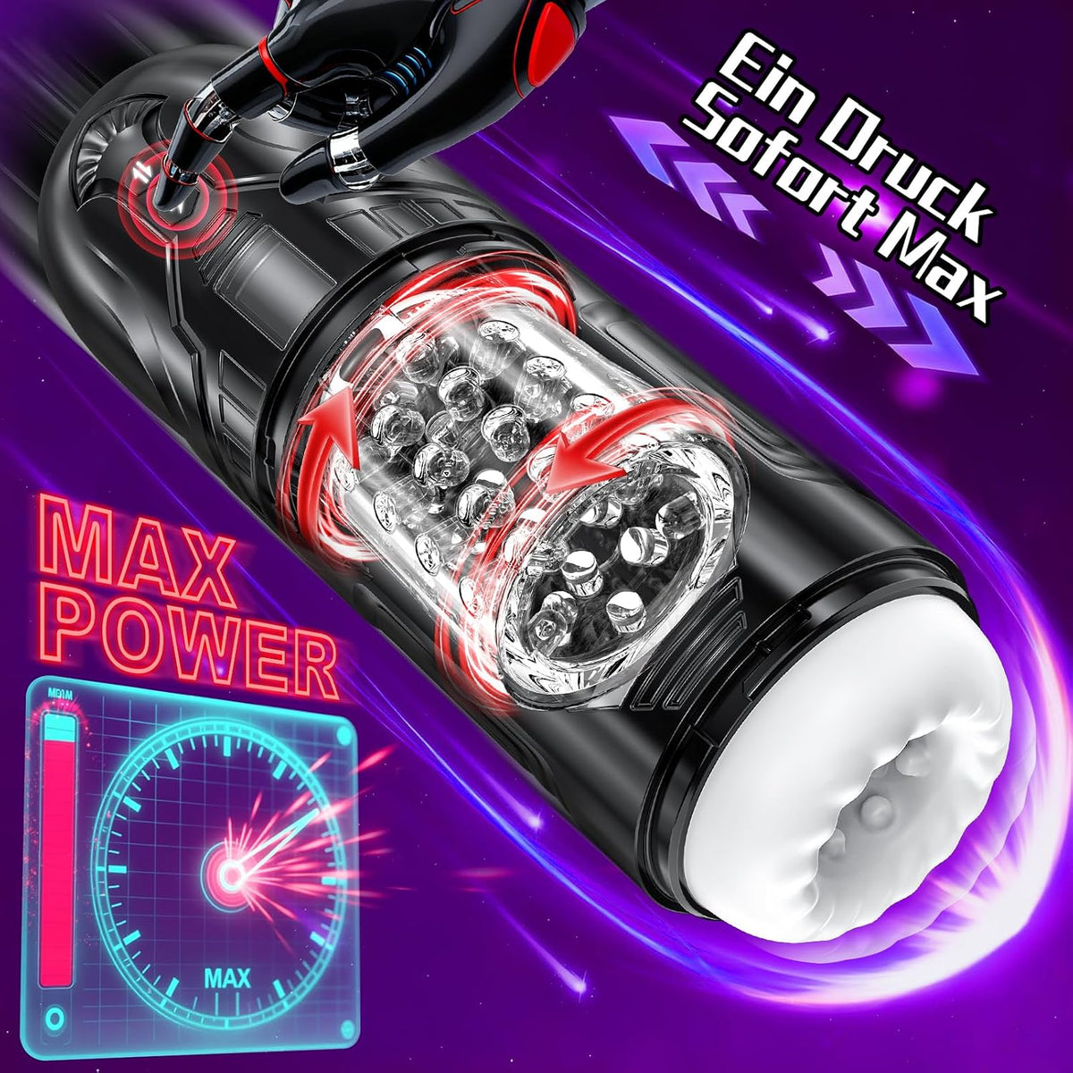 Elektrischer Masturbator Penis Trainer Stroker Blowjob mit 7 Teleskopfunktion & Rotationsmodi