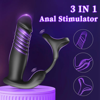 3 in 1 Analvibrator Cockring Prostata Penistrainer Massagegerät mit 6*6*6 Modi