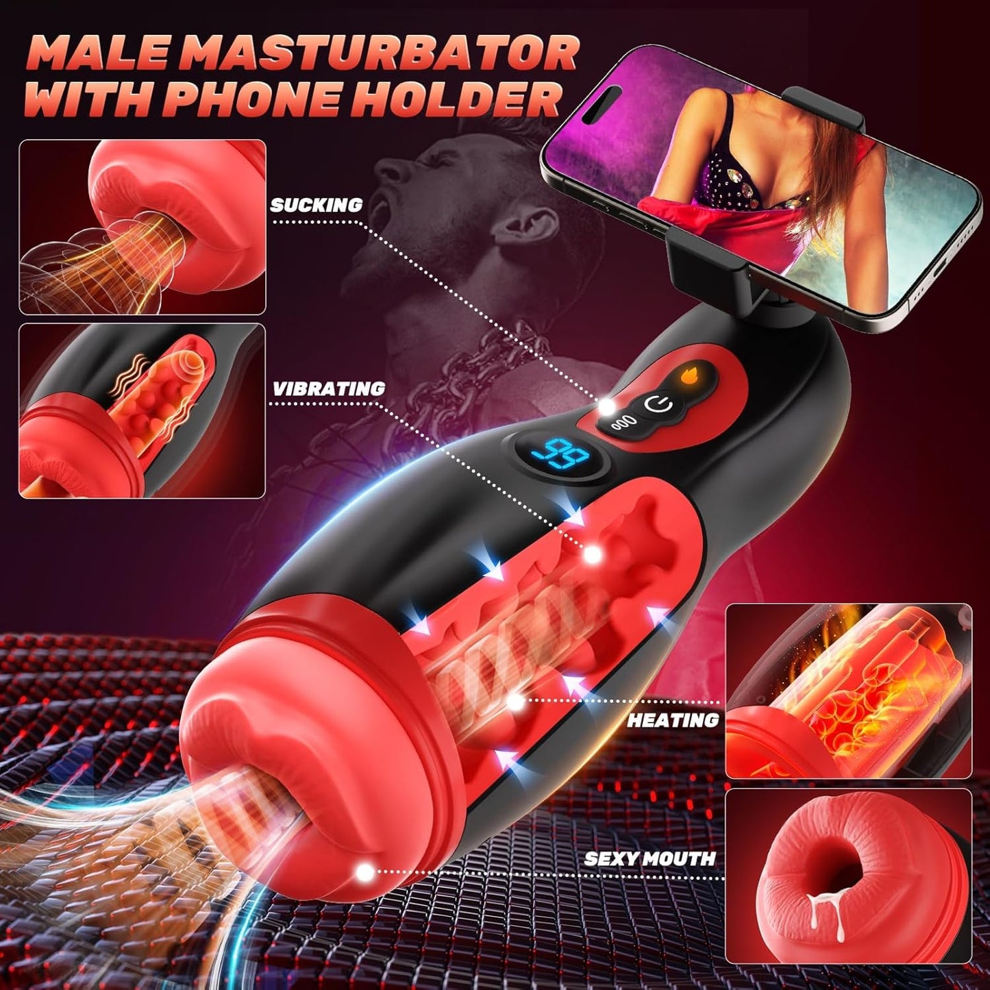 Automatischer Masturbator Stroker Blowjob Maschine mit 9 Saug und 9 Vibrationsfunktionen
