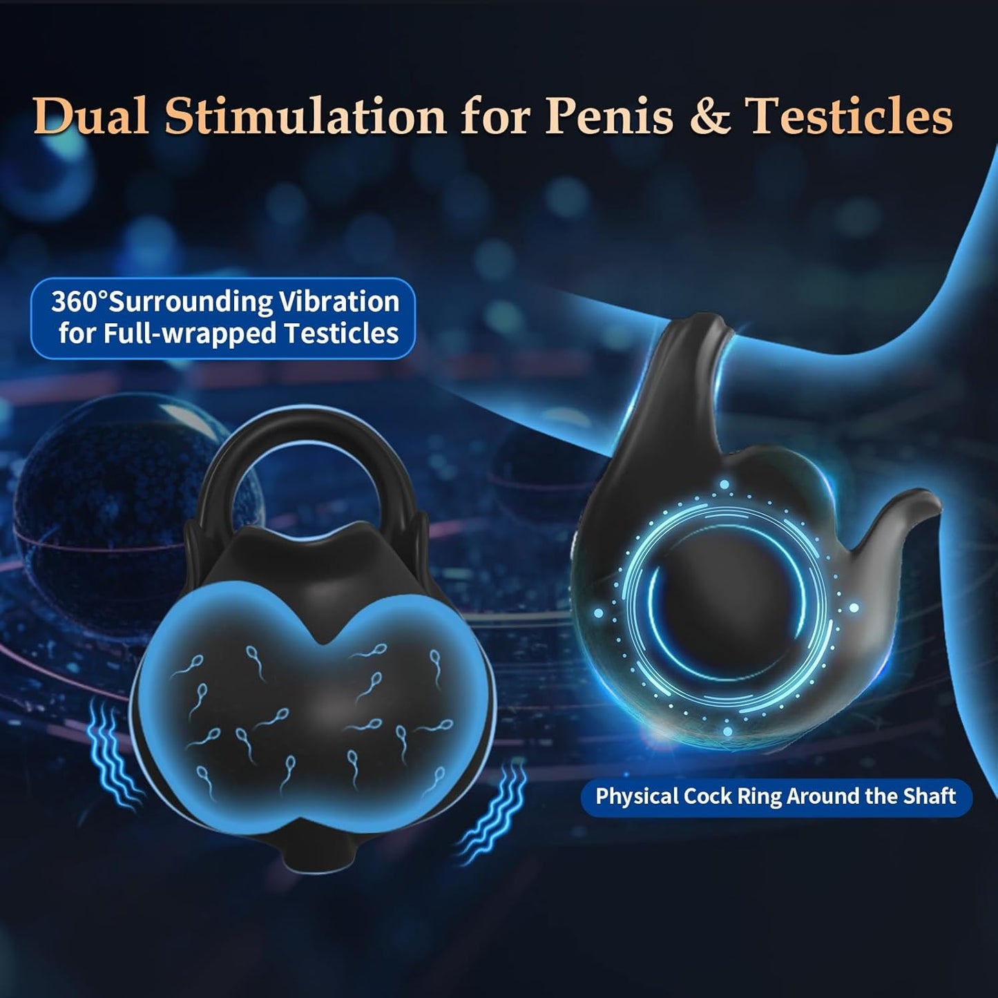 2 IN 1 Hodenmassagegerät Penisring Penismassagegerät mit 9 Vibrationsmodi