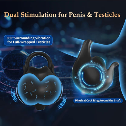 2 IN 1 Hodenmassagegerät Penisring Penismassagegerät mit 9 Vibrationsmodi