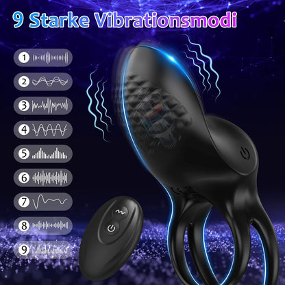 APP &amp; afstandsbediening &amp; knopbediening cockring penisvibrator met 9 sterke vibratiemodi 