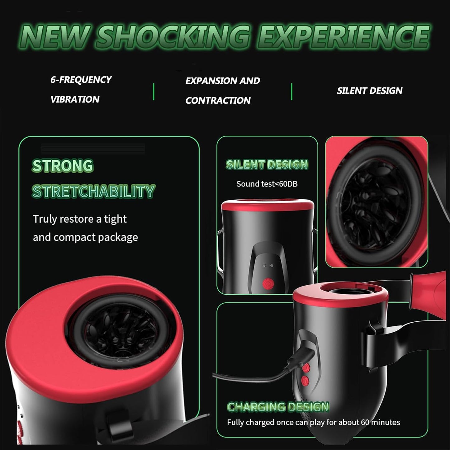 2 IN 1 Automatischer Masturbatoren Penistrainer Blowjob mit 10 Vibrationsmodi & Saugen