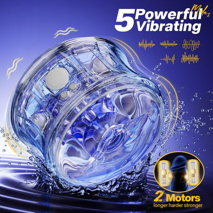 Tragbarer Pulse Penistrainer Vibrator Stroker Blowjob Masturbator mit 5 Vibrationsmodi