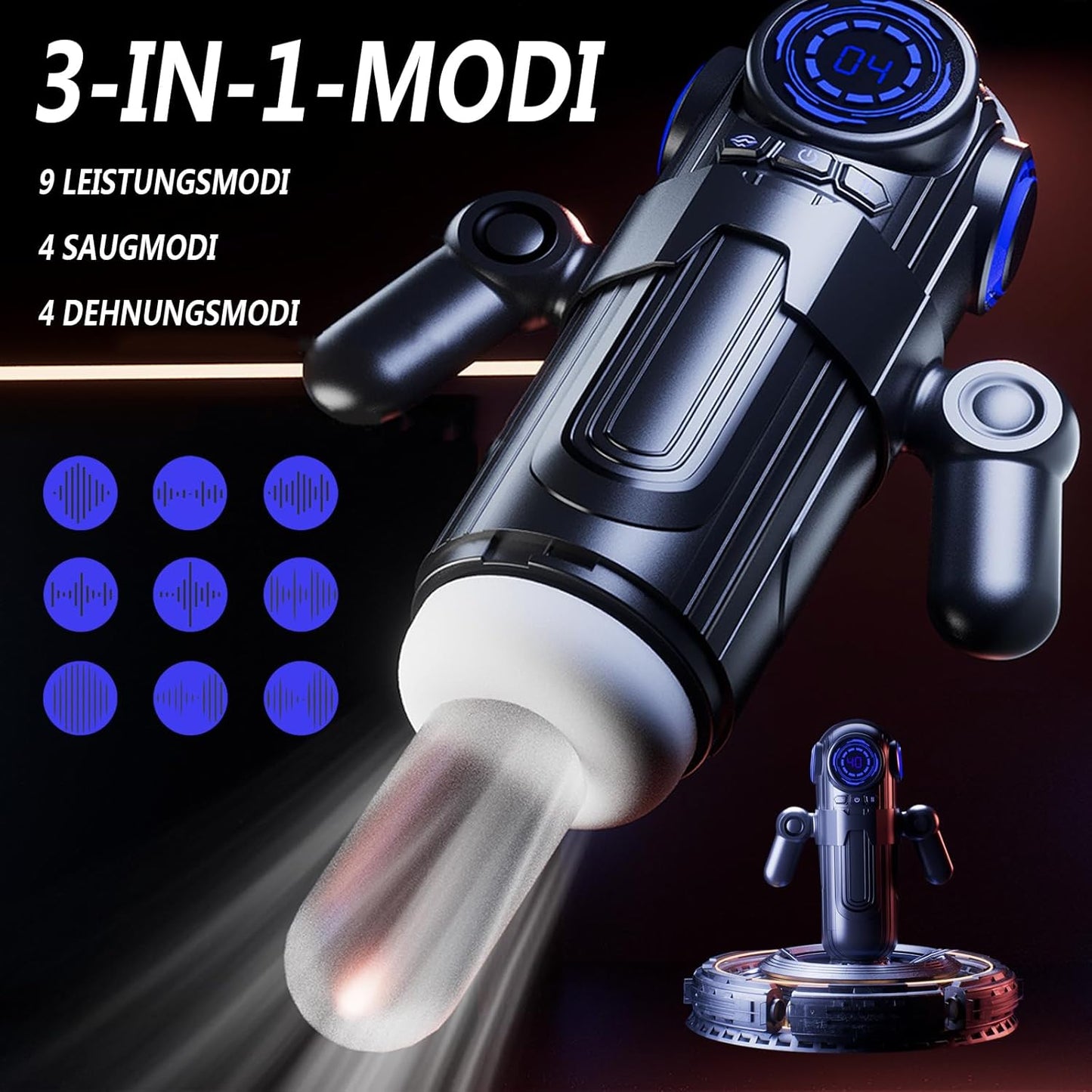 Elektrischer Masturbator Stroker Blowjob mit 4 Teleskopfunktion & 9 Vibration & 4 Saugen