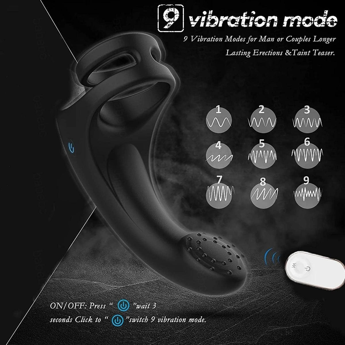 Erektionsmassagegerät Penistrainer Vibrator Cock Ring mit 9 Leistungsstarke Vibrationsmodi
