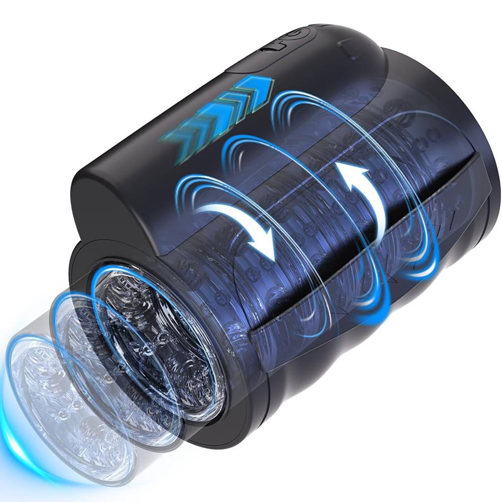 Elektrische Penistrainer Eichel Stimulator Masturbatoren mit 7 Teleskopische & Rotationsmodi