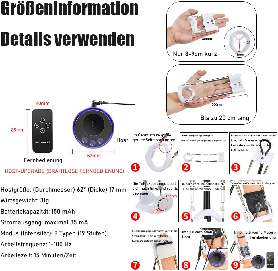 2 in 1 Penistraining Elektroschock Penis Extender Penisringe Set Penis Trainer Stimulator