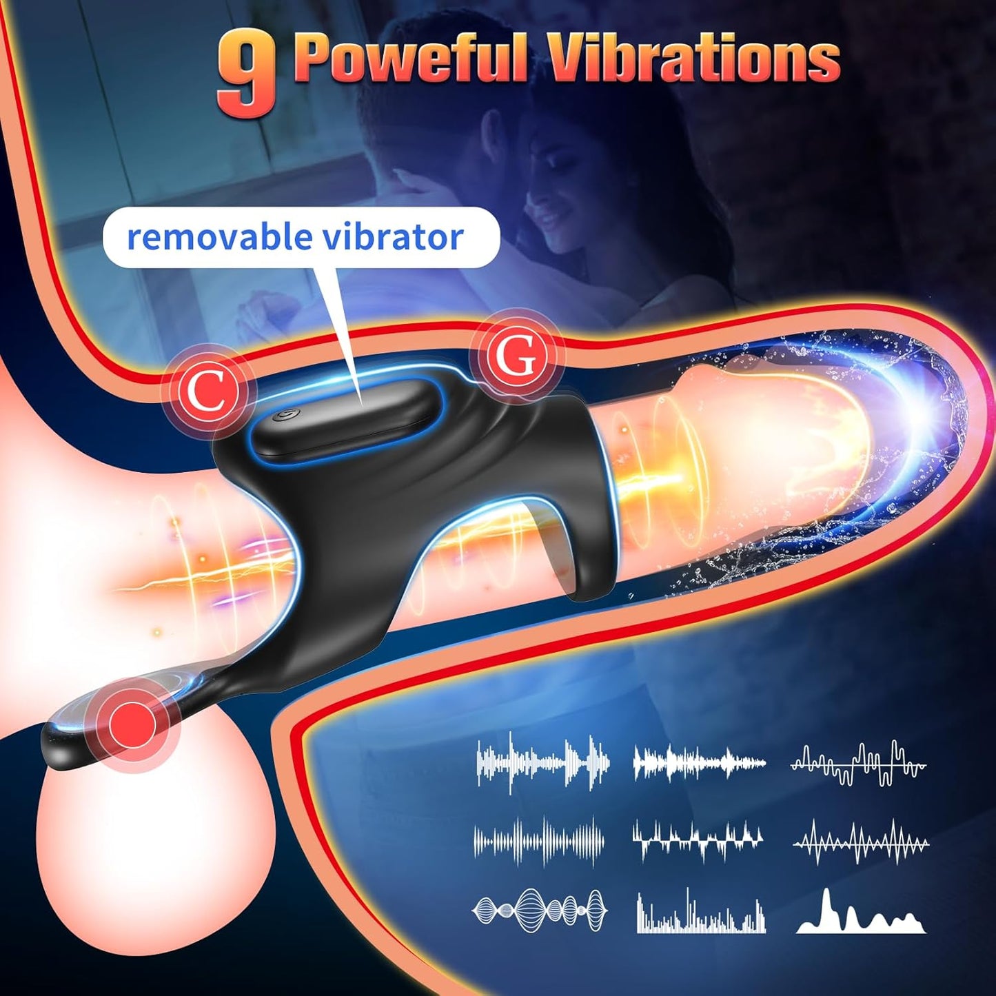 Penisvergrößerer Cockring Klitorisstimulator Penishüllen mit 10 Vibrationsmodi