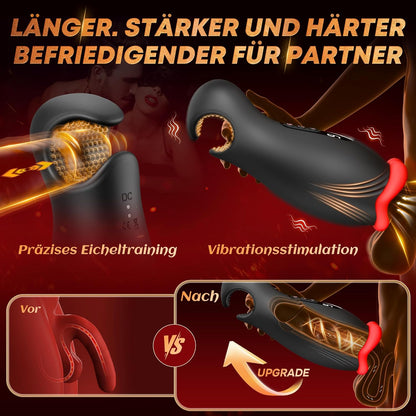 Dual-End Beads Stimulation Penistrainer Vibrator Masturbator mit 9 Vibrationen & 4 Wellenaugen