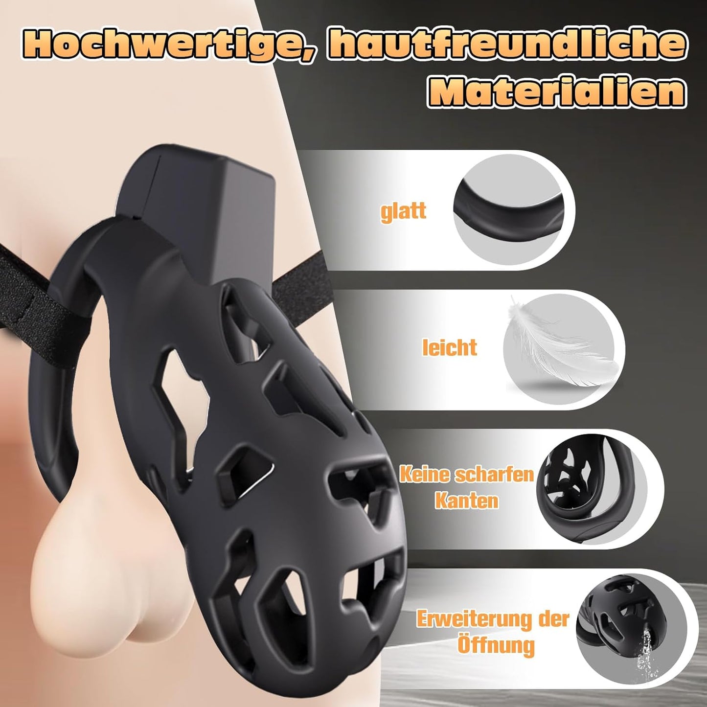 Innovatives 3D-Druck-Design Keuschheitsgürtel Groß Peniskäfig Chastity Cage
