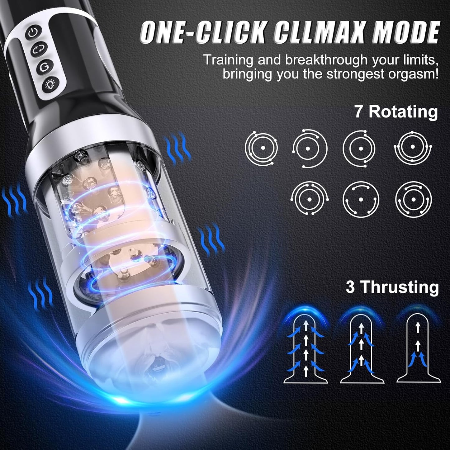 Elektrischer Masturbator Penistrainer mit 7 Teleskopfunktion & Rotationsfunktion