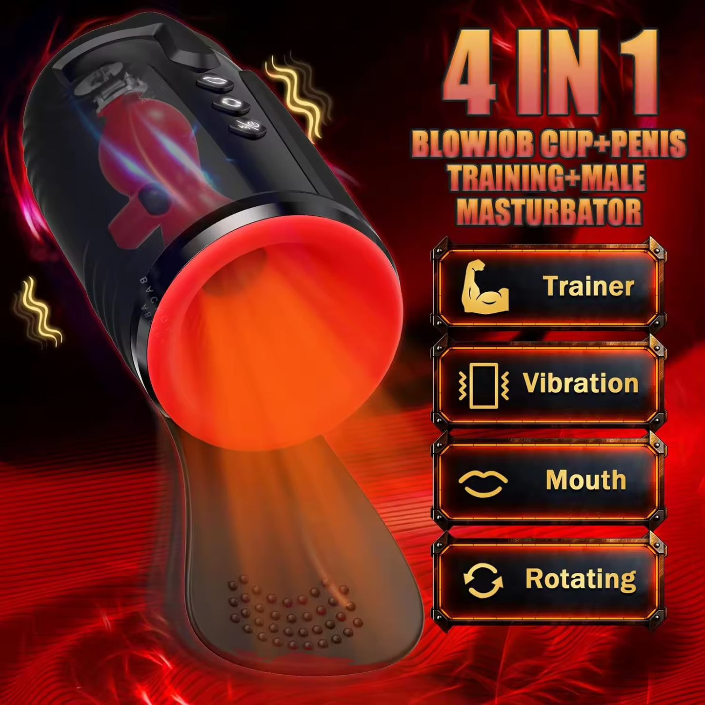 360° Spin Eicheltrainer Penisvibrator Masturbator mit 10 Saug und Vibrationsmodi