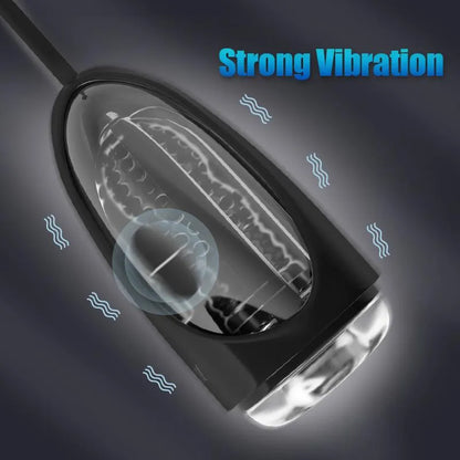 Schwarzer Kolben Elektrischer Masturbatoren mit Starken Saug & Vibrationsmodi