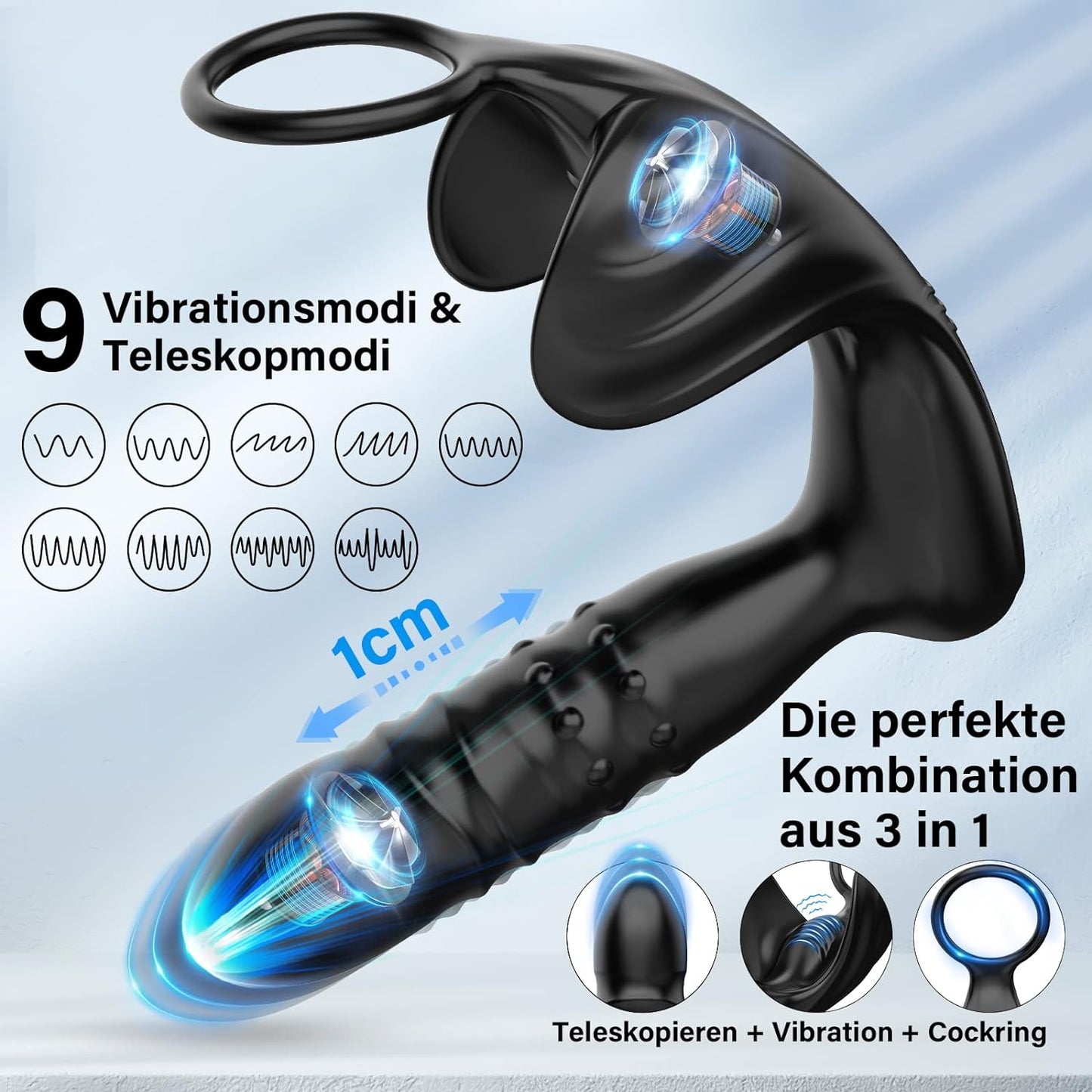 Intelligente App-Steuerung Analvibratoren Prostata Vibrator mit 9 Teleskopmodi 9 Vibrationsmodi