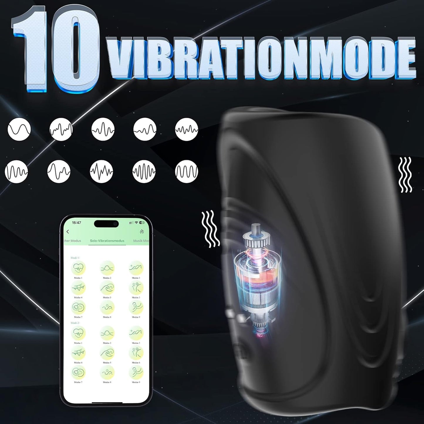 Elektrische Penis Trainer Vibrator Masturbator  mit 10 Vibrationsmodi & 40 ℃ Heizung