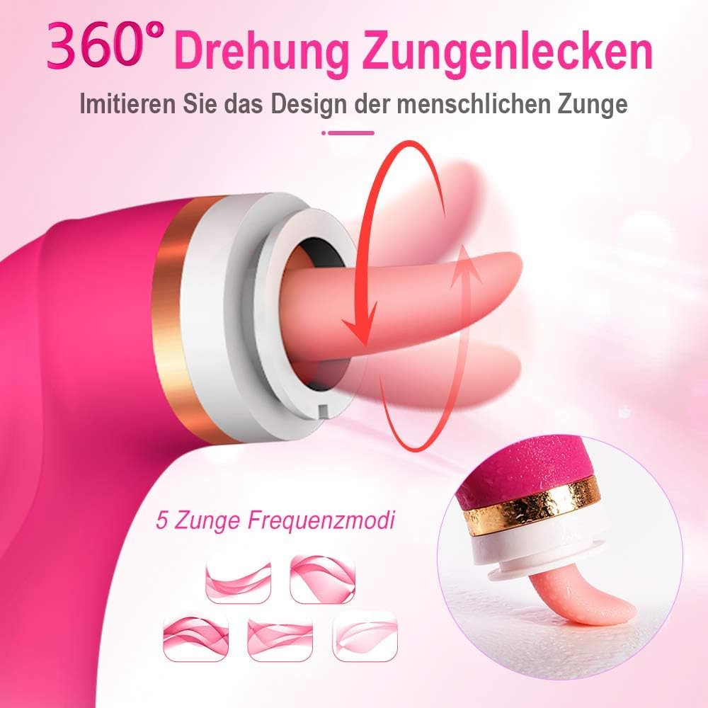 2-in-1 Klitoris & Brustwarzen Stimulator mit 8 Saugen & 5 Zunge Modi