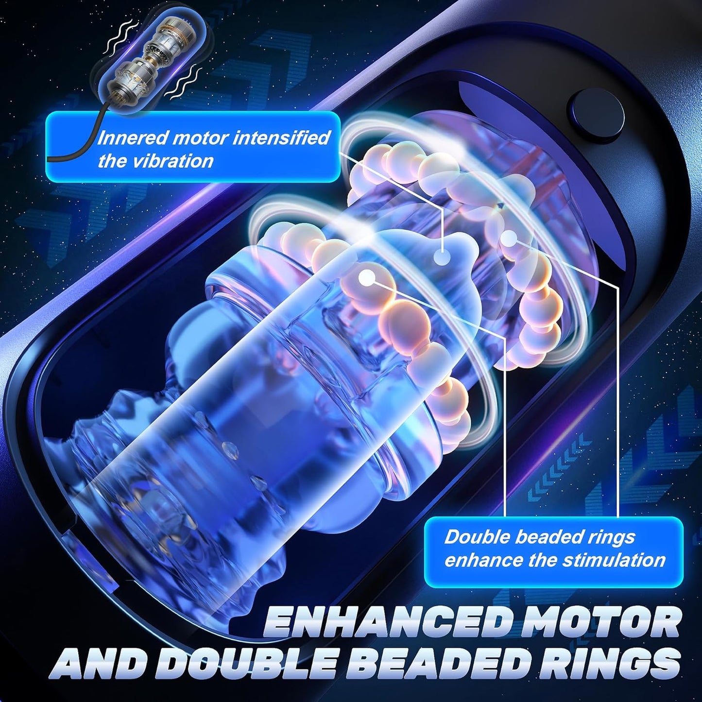 LCD-Display Elektrischer Masturbator Stroker Blwojob mit 8 Vibrations und Stoßmodi