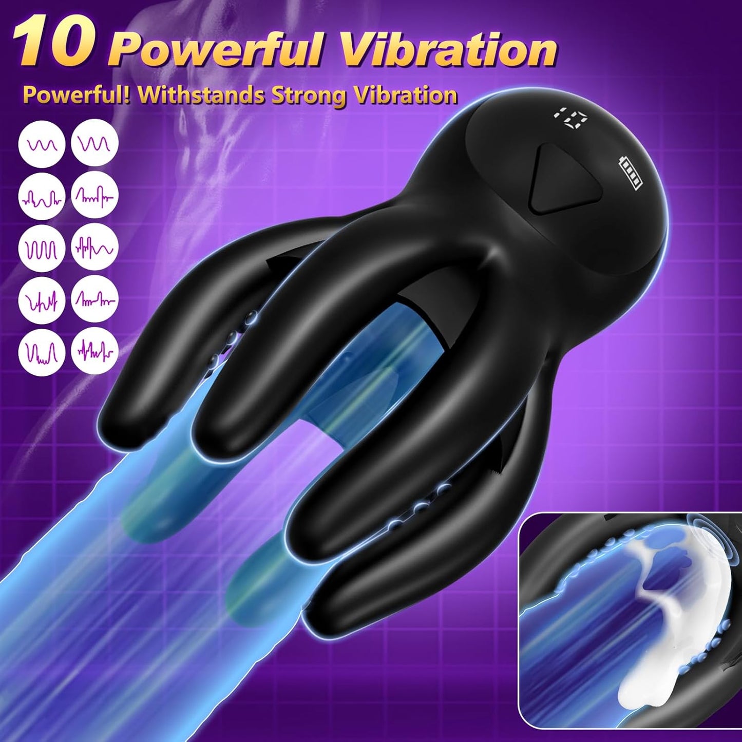 3 IN 1 Penisvibrator Eicheltrainer Stroker Masturbator mit 10 Vibrationsmodi