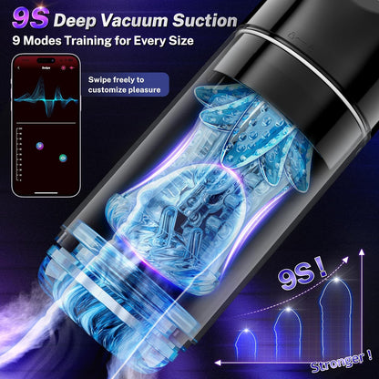 AI Sync Masturbator Penispumpe mit 9 Stoß & Rotations & 9 Vibrations & Saug& Leckmodi