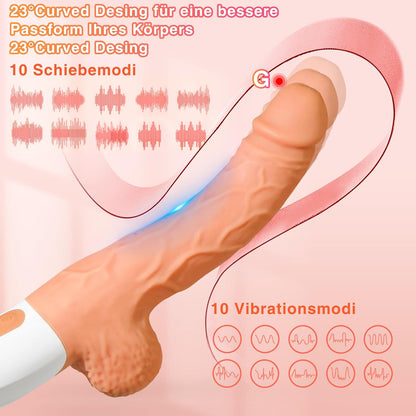 Sexmaschine Realistischer Dildo Vibrator mit 10 Vibrationmodi Teleskopmodi & Stoßfunktion