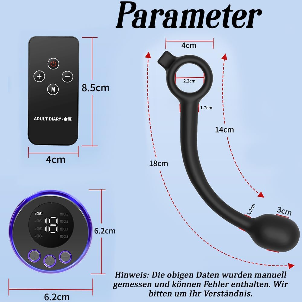Elektro Shock Prostata Stimulation Analplug mit 8 Elektromodi & 19 Intensitätsstufen