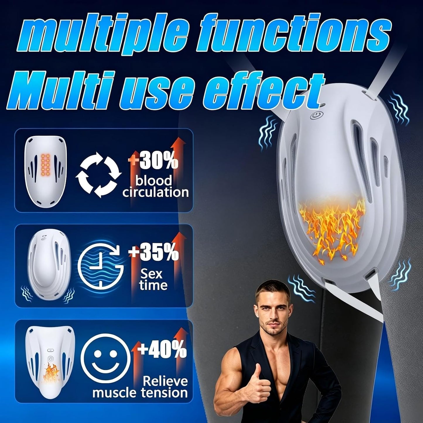 Penis Trainer Vibrator Bondage Peniskäfig Eichel Stimulator mit 9 Vibrationsmodi & Heizfunktion