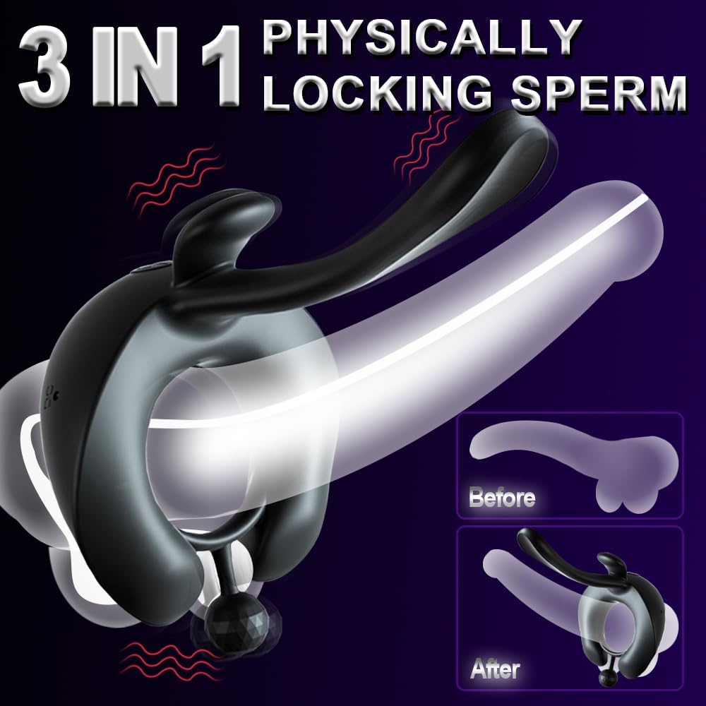 3 IN 1 Penisring Vibrator Massagegerät mit 7 Leistungsstarken Vibrationsmodi
