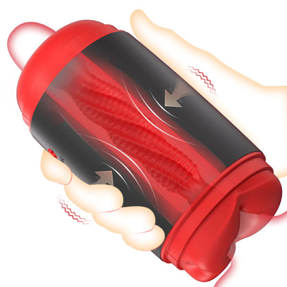 Elektrischer Masturbator Blowjob Taschenmuschi mit 9 Vibrationen & Druckmodus