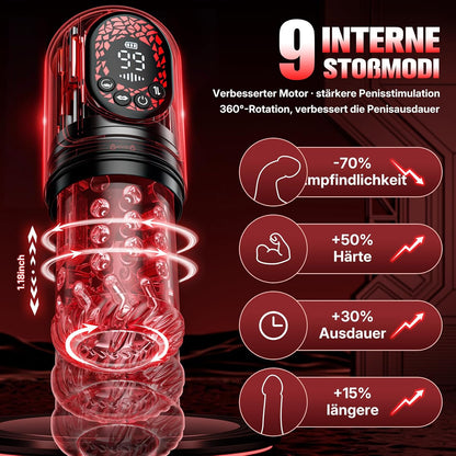 Intelligente APP‑Steuerung Masturbieren Penispumpe Stroker Blowjob mit 9 Saugen & 9 Stoßmodi