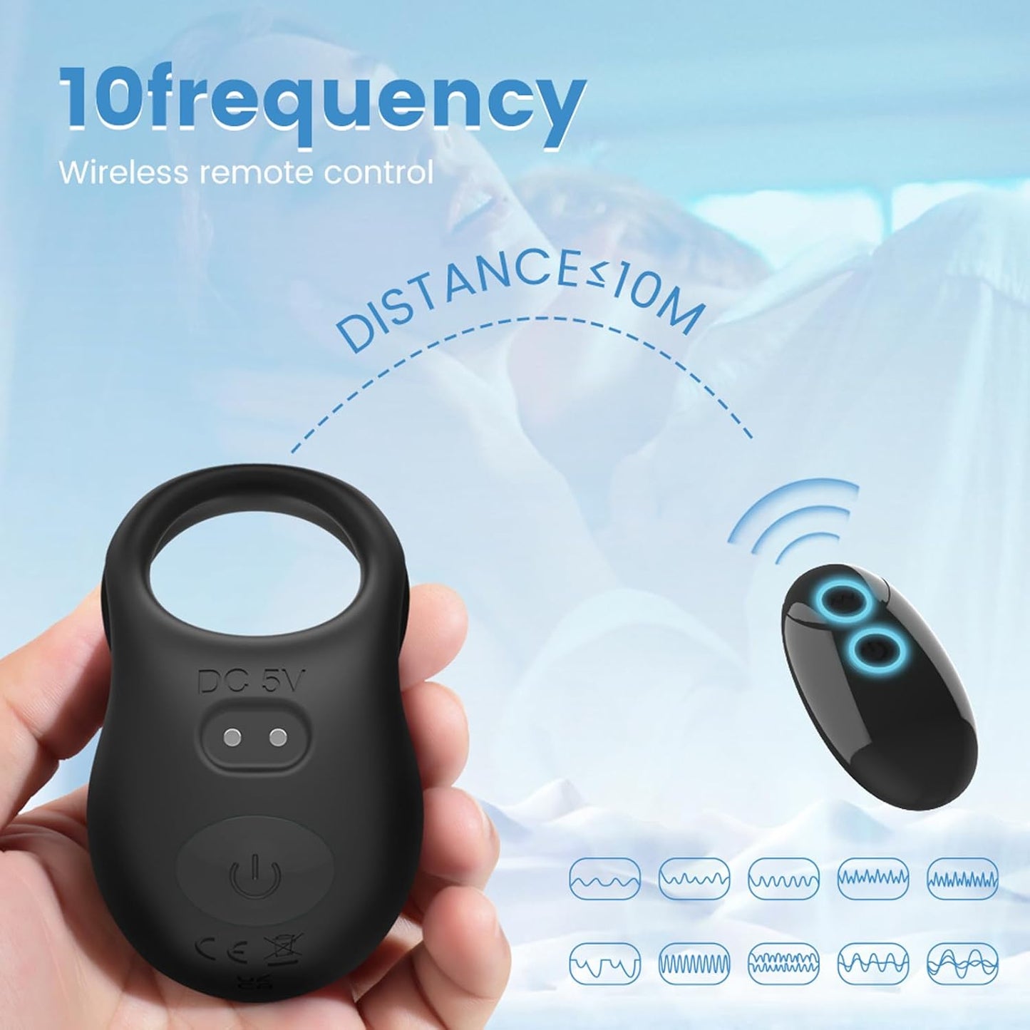 Penisring Vibrator Eicheltrainer Massage mit 10 Vibrationsmodi + Fernbedienung