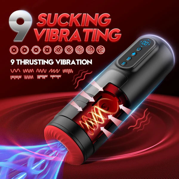 Automatischer Masturbator Stroker Blowiob mit 9 Saug & 9 Stoß & 9 Vibrationsmodi
