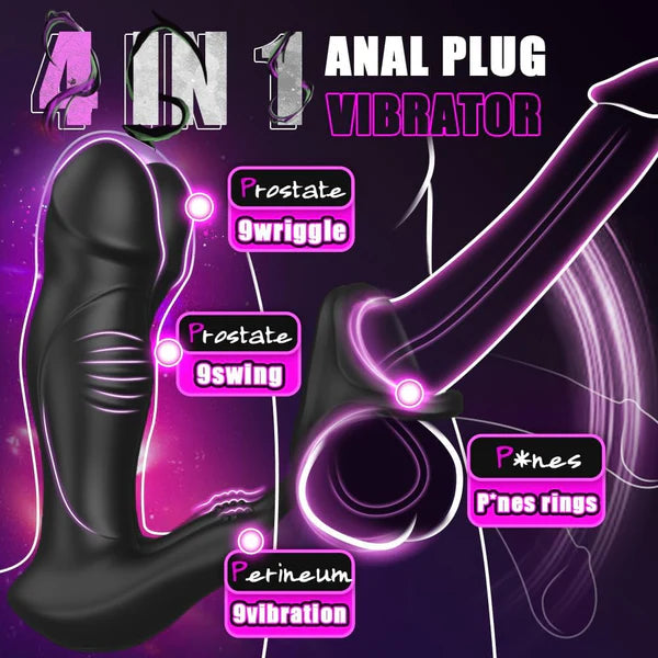 Analvibrator Prostatamassagegerät Butt Plug mit 9 Schwing & Stoß und Vibrationsmodi