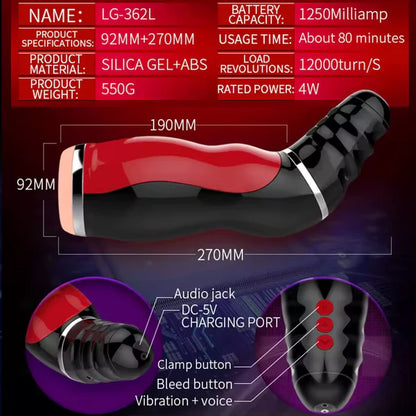 Automatischer Masturbator Penistrainer Stroker Blowjob mit 5 Klemm und 10 Vibrationsmodi